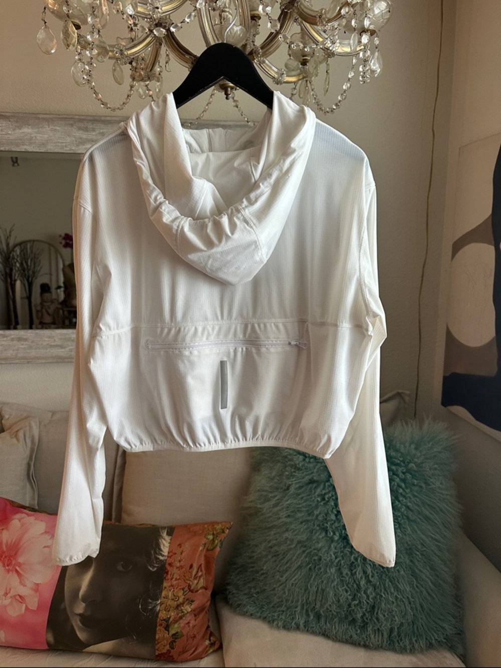 Lightweight White Hooded Windbreaker Jacket - Picture 6 of 12